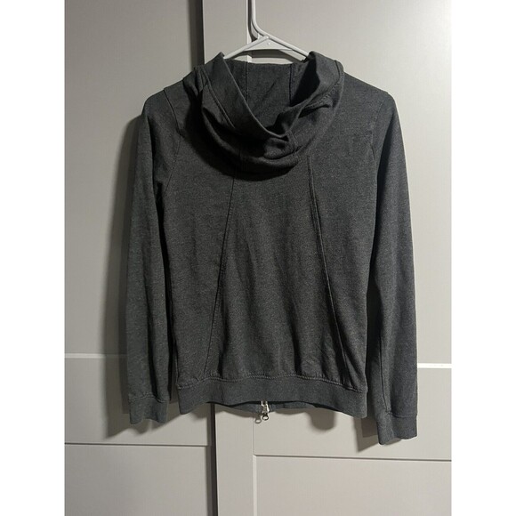 Nike Women Full Zip Hooded Jacket Ribbon Drawstring Dark Gray X-Small Pockets - Picture 2 of 3